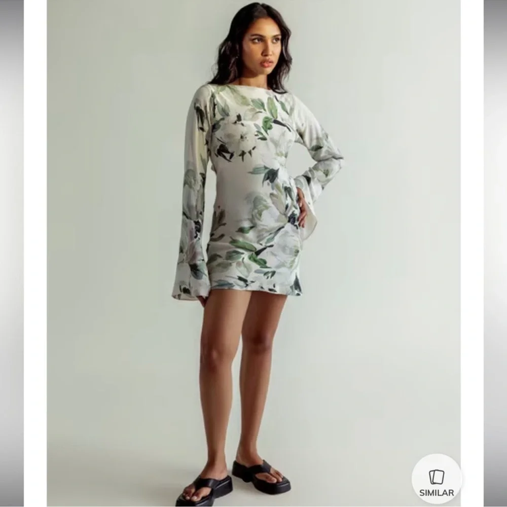 Free people Summer Away Maya satin Floral Open-Back Dress